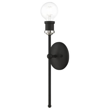 1 Light 15" Tall Wall Sconce, Black-Brushed Nickel Accents