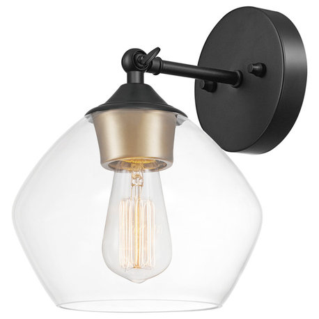 Harrow 1-Light Matte Black Wall Sconce, Clear Glass Shade
