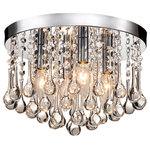 Jojospring - Bella 4-Light Chrome Finish Flush Mount With Clear Crystal Drops - Elevate your home decor with the Bella 4-Light Chrome Finish Flush Mount. The clear crystal drops perfectly complement the chrome finish, creating a dazzling display of light and luxury. Measuring 11.8 inches in diameter and 8.3 inches in height, this fixture is perfect for indoor settings and will add a touch of elegance to any room.