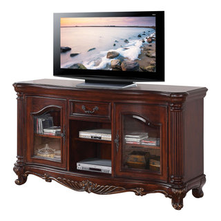 ACME Remington TV Stand, Brown Cherry - Victorian - Entertainment Centers  And Tv Stands - by Acme Furniture | Houzz