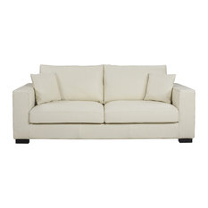 Deep Seating Sofas Houzz Sofamania Large Real Leather Modern Deep Seat 2 Seater Sofa Off White