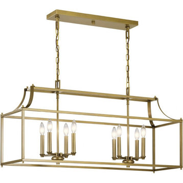 8 light Linear Chandelier - Traditional inspirations - 19 inches tall by 12.5