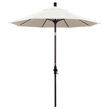 7.5' Bronze Collar Tilt Lift Fiberglass Rib Aluminum Umbrella, Pacifica, Natural