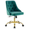 Gold Task Chair, Tufted Velvet Office Chair, Glam Luxe Chic Office Chair, Teal
