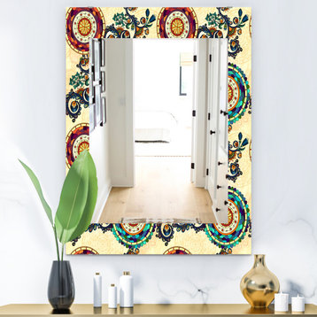Designart Floral Paisley Ethnic Bohemian And Eclectic Frameless Wall Mirror, 24x