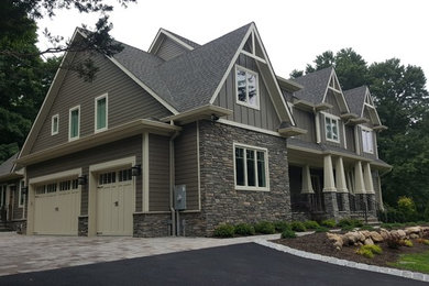 Example of a transitional exterior home design in New York