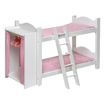 Badger Basket Co. Doll Bunk Beds With Ladder And Storage Armoire