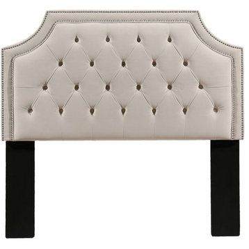 Audrey Fabric Upholstered Full Queen Headboard in an Off White Ivory Color