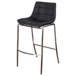 StyleCraft - Gemma Low Back Bar Stool With Stainless Steel Legs Gray Finish, Black - The Gemma bar chair is a simple, modern low back bar stool with stainless steel legs. It sits 41" high and comes upholstered in faux leather in a black finish. This bar chair looks best arranged in pairs or in a series at the breakfast bar in the kitchen or in any bar setup in the comfort of your home.