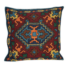 Mogul Interior - Indian Cushion Covers Handmade Colorful Woolen Suzani Embroidered Pillow Covers - Pillowcases and Shams