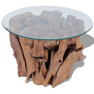 Vidaxl Coffee Table Solid Teak Driftwood 23.6"