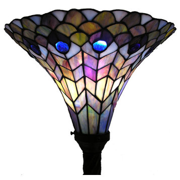 Tiffany-style Peacock Torchiere
