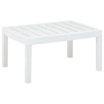 vidaXL Outdoor Side Table Patio End Coffee Table with Storage Plastic White