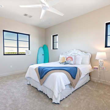Secondary Bedroom with Blue Accent Wall | Tuscan Farmhouse