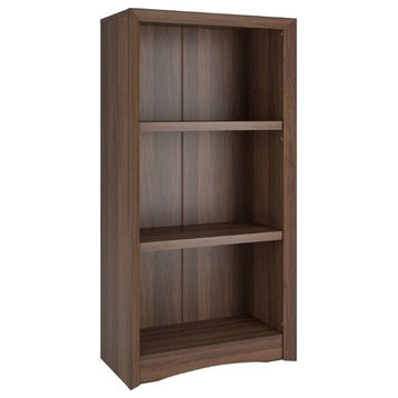 Quadra Brown Engineered Wood Grain 47" Tall Adjustable 3 Shelf Bookcase