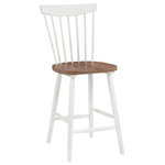 OSP Home Furnishings - Eagle Ridge Counter Stool With Toffee Finished Seat and Cream Base - Add the charm of a sunny farmhouse kitchen with our classic Eagle Ridge, Windsor style, 26" Counter Bar Stool. Finished in a beautiful white painted finish with natural wood seat, our counter height bar stool will sit pretty around any kitchen counter peninsula or pair nicely with a kitchen island adding a contemporary trendy feel. Traditionally made from solid wood, the 7 spindles join the curved top rail to form a truly comfortable chair with heirloom qualities. Elegant tapered legs, footrest and saddle seat complete this time-tested design. This bar stool will arrive at your door thoughtfully packed with simple easy to follow assembly instructions.