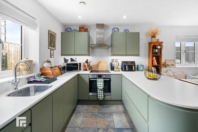 Example of a trendy kitchen design in Cardiff