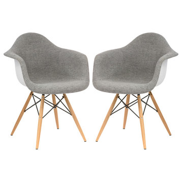 LeisureMod Willow Fabric Eiffel Accent Chair, Set of 2, Gray, W24GRT2