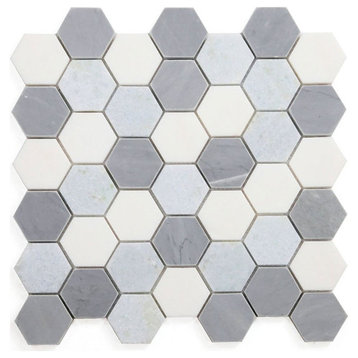 Mosaics Marble Hexagon Tile for Floors Walls, Ocean Blue