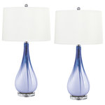 COMPLEMENTS LIGHTING - Tropea Blue Table Lamp, Set of 2 - This is a contemporary table lamp that features a creative light blue and white glass finish. It is constructed from hand-blown glass with an acrylic base. This cool lamp adds just the right touch to your living area!