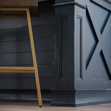 Blue Shiplap Modern Farmhouse Kitchen Island with X End Cap