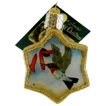 Old World Christmas HUMMINGBIRD STAR Glass Ornament Inside Out Art Bird 99706