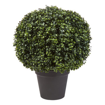 Pure Garden Decorative Potted Realistic Faux Boxwood Topiary