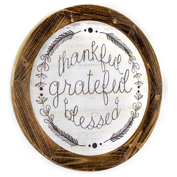 Thankful Grateful Blessed Wood Sign
