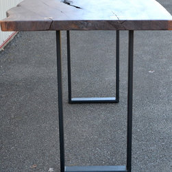 Live Edge Walnut Standing Desk with Modern Base - Desks And Hutches