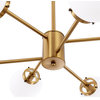 Modern 8-Light Sputnik Chandelier With Glass Shades, Gold, White Opal Glass