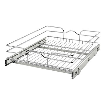 Single Tier Bottom Mount Pull Out Steel Wire Organizer, 17.75"