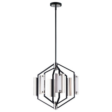 ET2 Reflect 6-Light LED Pendant E25126-01BKPN, Black/Polished Nickel