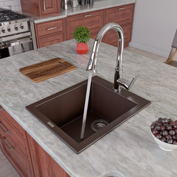 Chocolate 17" Drop-In Rectangular Granite Composite Kitchen Prep Sink