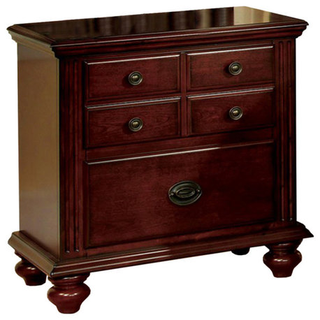 Gabrielle Ii Transitional Nightstand, Cherry Finish