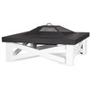 Real Flame Austin 34" Square Fire Pit in White and Black