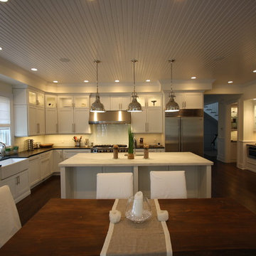 Wainscott NY Contemporary Kitchen - Marble Tops - White Painted