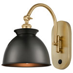 Innovations Lighting - Adirondack Sconce, Satin Gold, Matte Black, Incandescent - A truly dynamic fixture, the Ballston fits seamlessly amidst most decor styles. Its sleek design and vast offering of finishes and shade options makes the Ballston an easy choice for all homes.