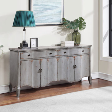 Heidi Rustic Farmhouse 4 Door 2 Drawer Storage Credenza