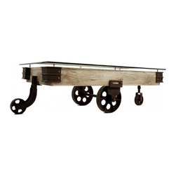 Glass Top Foundry Cart - Coffee Tables