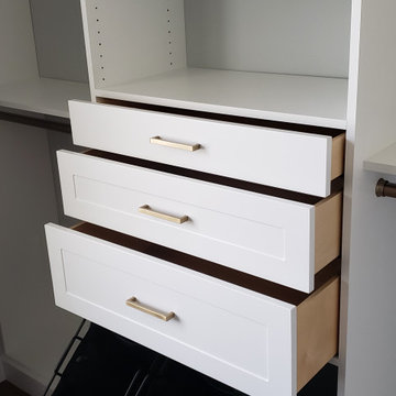 White and Matte Gold Large Custom Master Closet