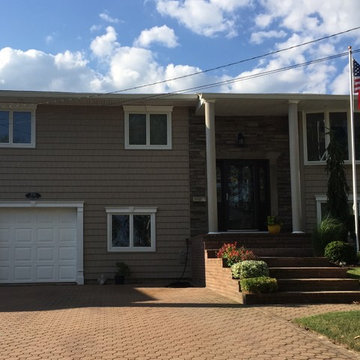 Bellmore Siding - Tuscan Clay Shakes with Plum Creek Ledgestone