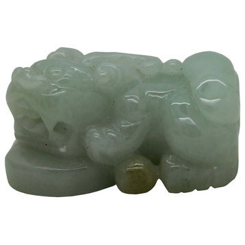 Hand Carved Chinese Natural Jade Pixiu On Money Pendant Fengshui Figure