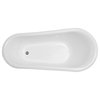 Freestanding claw foot red and white bathtub with polished chrome pop-up drain
