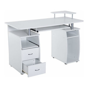 Homcom Foldable Rotating Corner Desk And Shelf Combo White