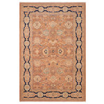 Bareens Designer Rugs - Bohemien Ziegler Lyndsay Rose Blue Hand-Knotted Wool Rug - 6'0'' x 9'3'' - Enhance the ambiance of your home with this magnificent Persian-influenced Turkish hand-knotted rug made by skilled artisans capable of creating the most exceptional vegetable dyes and hand-spun wool. This exquisite handmade rug is a one-of-a-kind Peshawar Kafkaz, otherwise identified as Chobi, Chobi Peshawar, Oushak, or Ziegler rug. These handmade rugs are crafted in Pakistan utilizing superior-quality wool imported from Australia, New Zealand, and Korea in two types of weaves: the Persian weave and the Mori weave. This rug is meticulously crafted by hand using the finest natural vegetable dyes extracted from local plants. The artisans use a blend of hand-spun local and fine merino wool, resulting in a rug with a compelling texture, higher lanolin content, and longer staple. The artisans occasionally incorporate natural or artificial silk into the pile to enhance specific motifs. The finished product is an awe-inspiring execution of flawless design and an understated palette that exudes elegance.