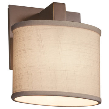 Textile Modular 1-Light Wall Sconce, Oval, Dark Bronze, Cream Fabric Shade