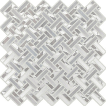 11.63"x11.63" Basketweave Metallix Mosaic, Set Of 4, Stainless Steel