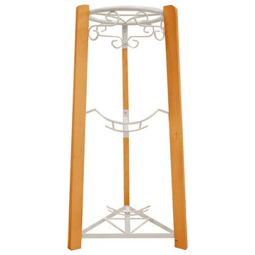 Goldwell Designs 35" 3-Step Metal & Wood Stand, White Metal