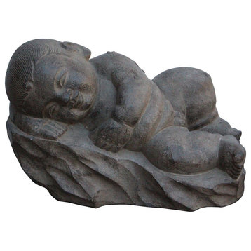 Chinese Oriental Stone Reclining Sleeping Baby Kid Figure Hcs3630