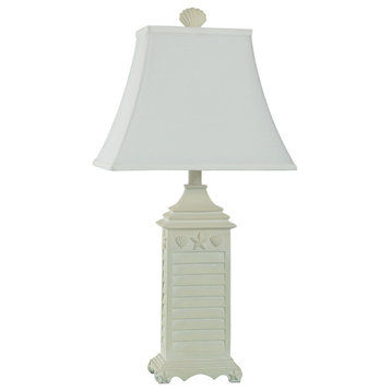 Longboat Key Shutter Table Lamp-White/Slight Green,White Rectangle Softback